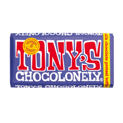 Tony's Chocolonely Cioccolato al Latte Fondente 50% con Pretzel e Toffee