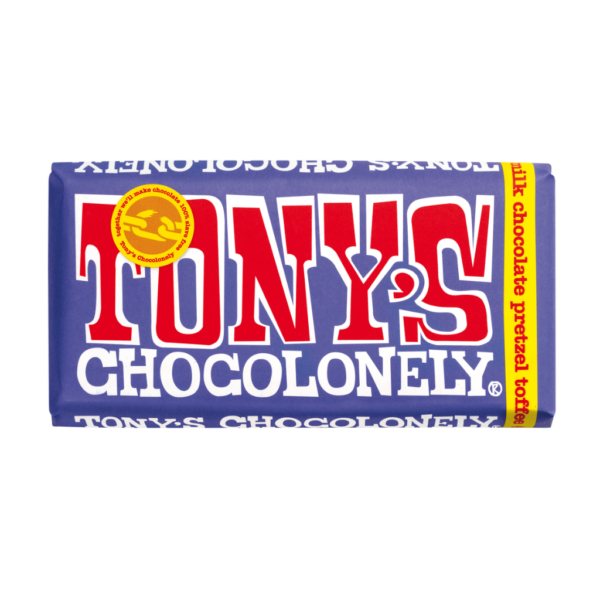 Tony's Chocolonely Cioccolato al Latte Fondente 50% con Pretzel e Toffee